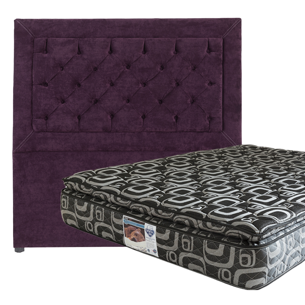 Cabecera Dicasa Mary color Morado + Colchón Spring Air Morgan Matrimonial