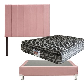 Foto 1 | Cabecera Dicasa Argos color Rosa + Box Dicasa color Rosa + Colchon Spring Air Morgan Matrimonial