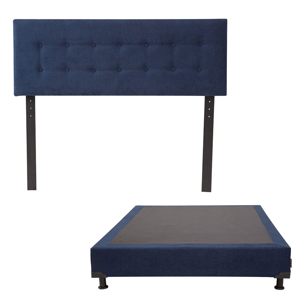 Cabecera Dicasa Bilbao Azul + Box Dicasa Bless Azul Queen Size