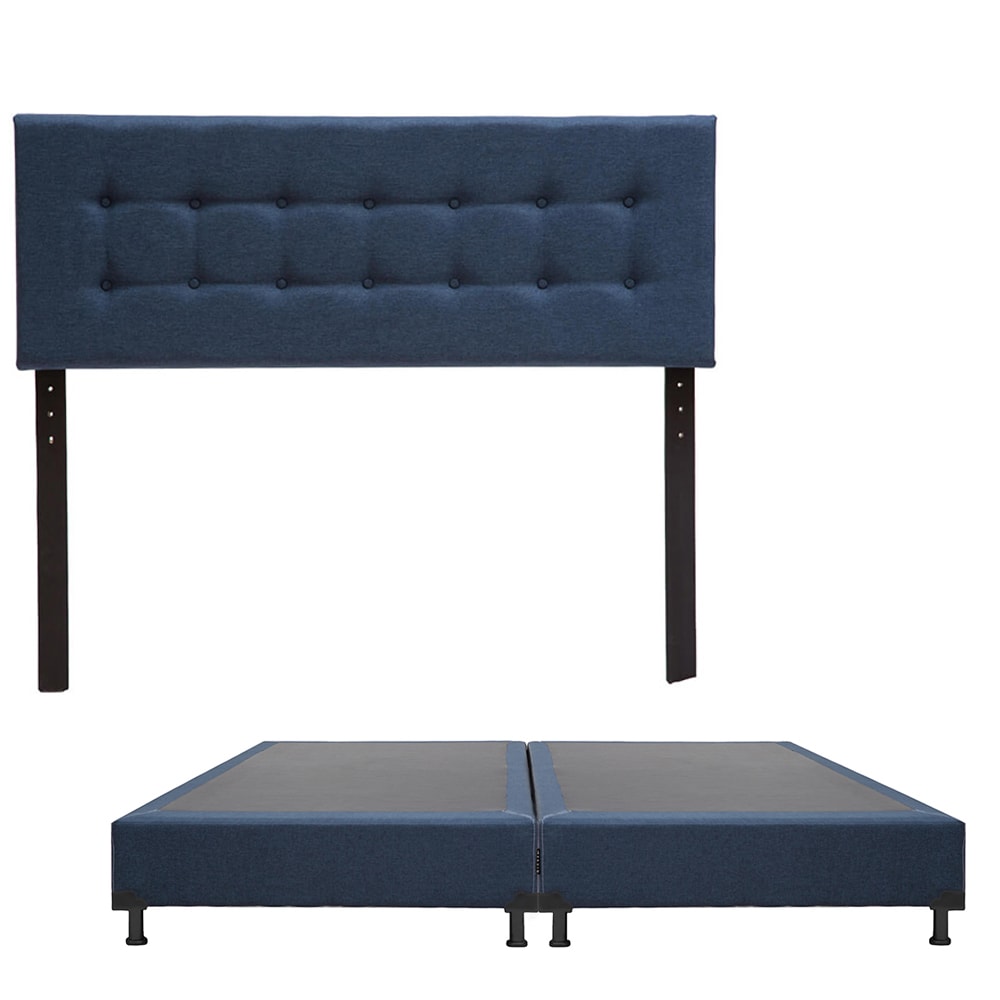 Cabecera Dicasa Bilbao color Azul + Box Dicasa color Azul King Size $9,549