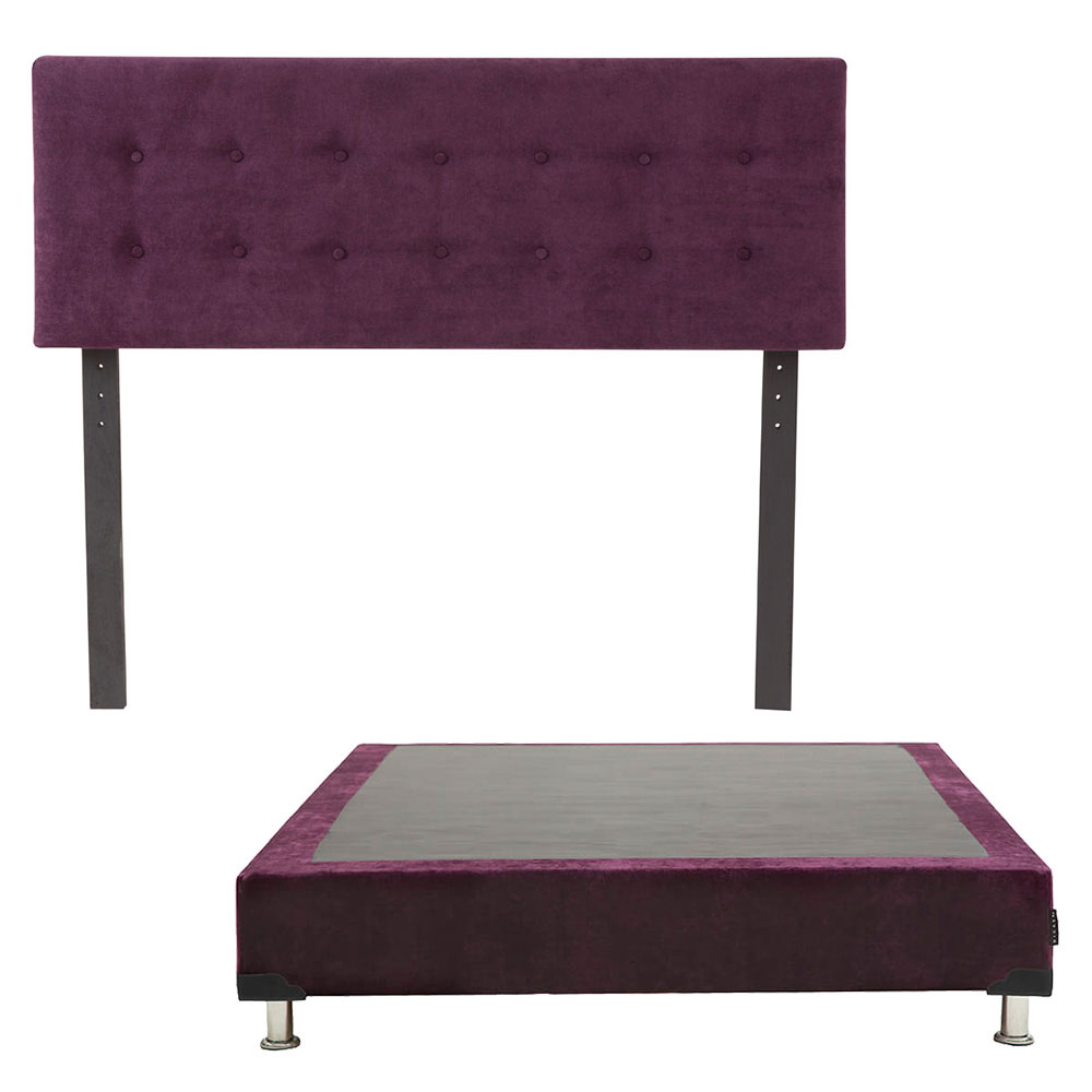 Cabecera Dicasa Bilbao color Morado + Box Dicasa Velvet color Morado Matrimonial