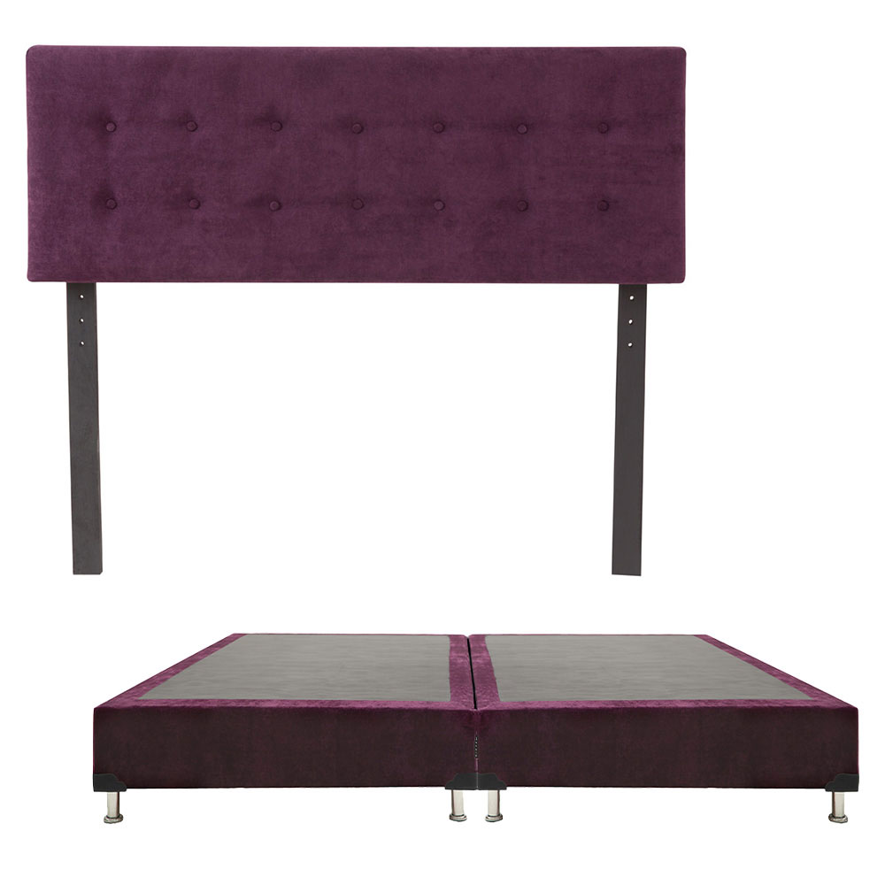 Cabecera Dicasa Bilbao color Morado + Box Dicasa Velvet color Morado King Size