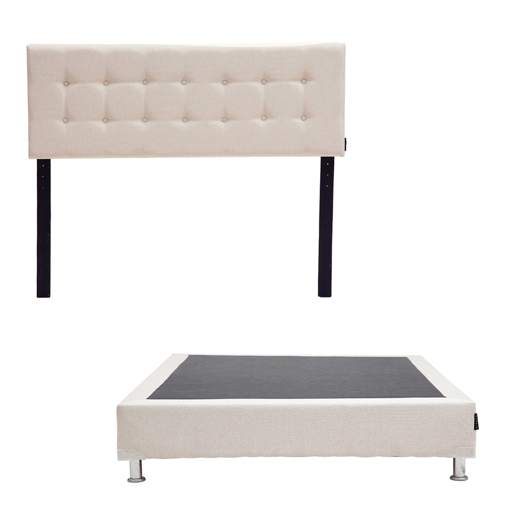 Cabecera Dicasa Bilbao color Beige + Box Dicasa Dolum color Beige Individual