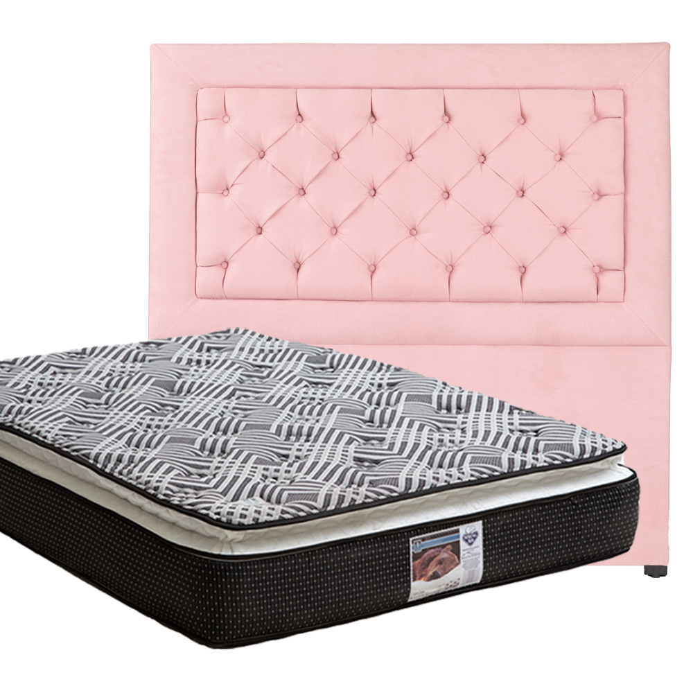 Foto 1 | Cabecera Dicasa Mary color Rosa + Colchón Spring Air Omega Queen Size
