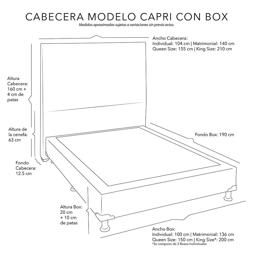 Foto 3 | Cabecera Dicasa Capri color Azul + Box Dicasa Blu + Colchón Spring Air Marte Matrimonial