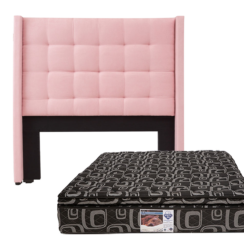 Cabecera Dicasa Titan color Rosa + Colchón Spring Air Morgan Matrimonial