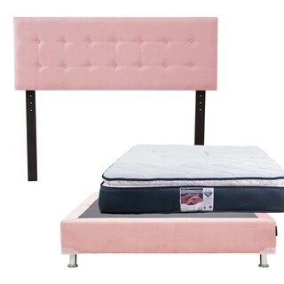 Foto 1 | Cabecera Dicasa Bilbao color Rosa + Box Dicasa Pink color Rosa + Colchón Spring Air Monaco Matrimonial