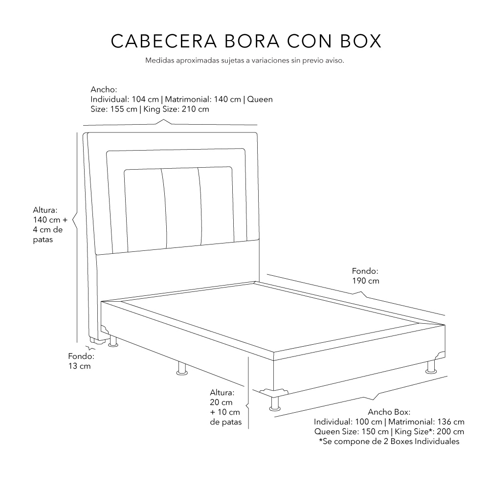 Foto 5 | Cabecera Dicasa Bora color Gris + Box Dicasa King Size