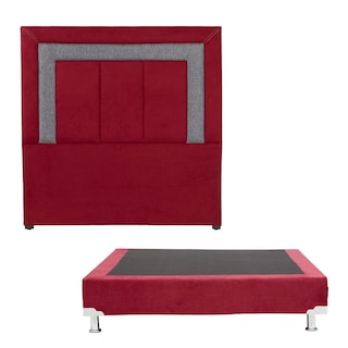 Foto 1 | Cabecera Dicasa Bora color Rojo con Franja Gris + Box Dicasa Queen Size