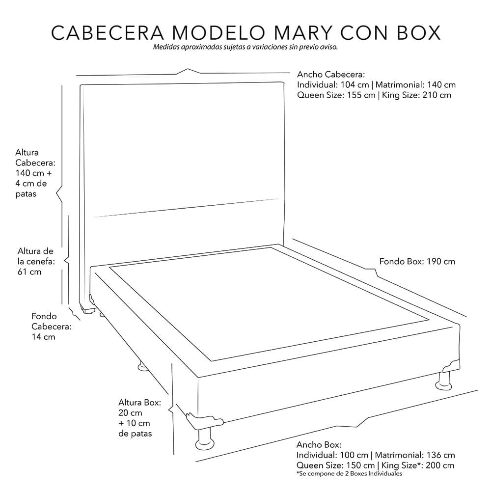 Foto 5 | Cabecera Dicasa Mary color Azul + Box Dicasa Queen Size