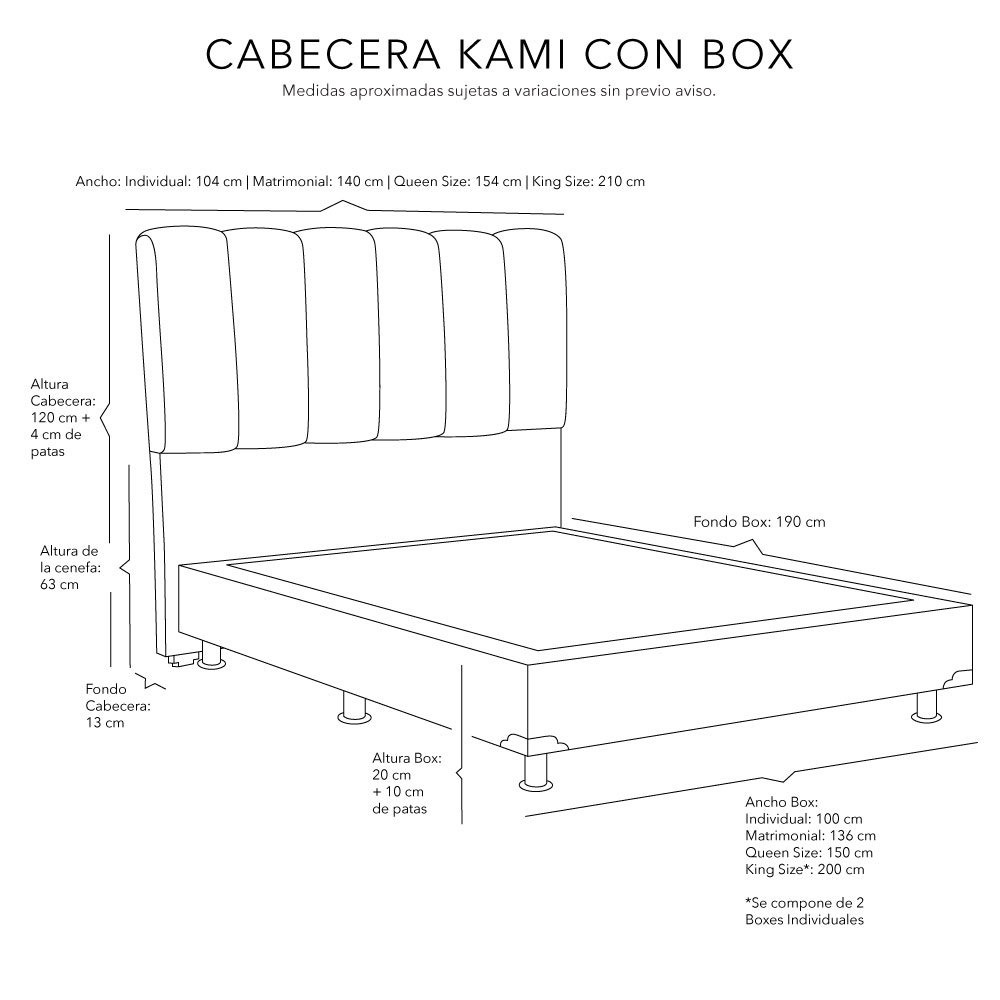 Foto 5 | Cabecera Dicasa Kami color Gris + Box Dicasa Queen Size