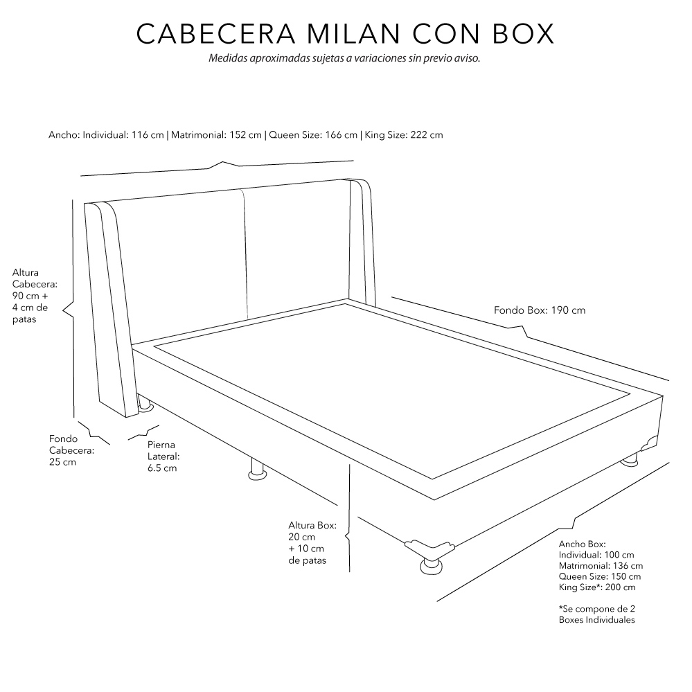 Foto 5 | Cabecera con Box Dicasa Milan Niza color Azul Queen Size