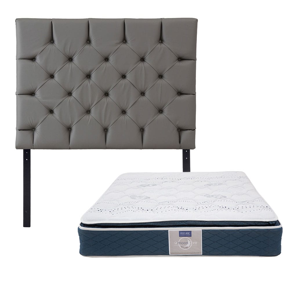 Cabecera Dicasa Dubai color Gris + Colchón Restonic Trust Queen Size $8,999