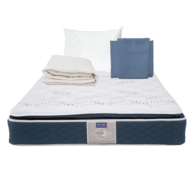 Colchón Restonic Trust Queen Size + Almohada Osos + Protector De Colchón + Sábanas