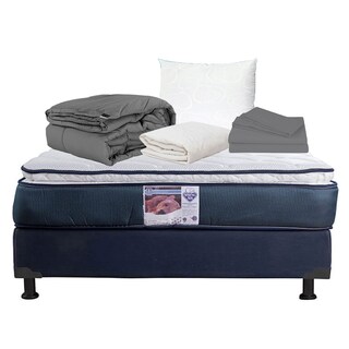 Foto 1 | Colchón Spring Air Mónaco +Box Dicasa Blu Color Azul Individual + Almohada Oso+Protector De Colchón+Sábanas+Edredón