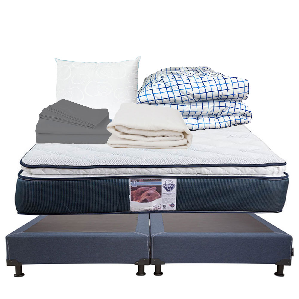Foto 1 | Colchón Spring Air Monaco +Box Dicasa Blu Color Azul King Size+Almohada Oso
