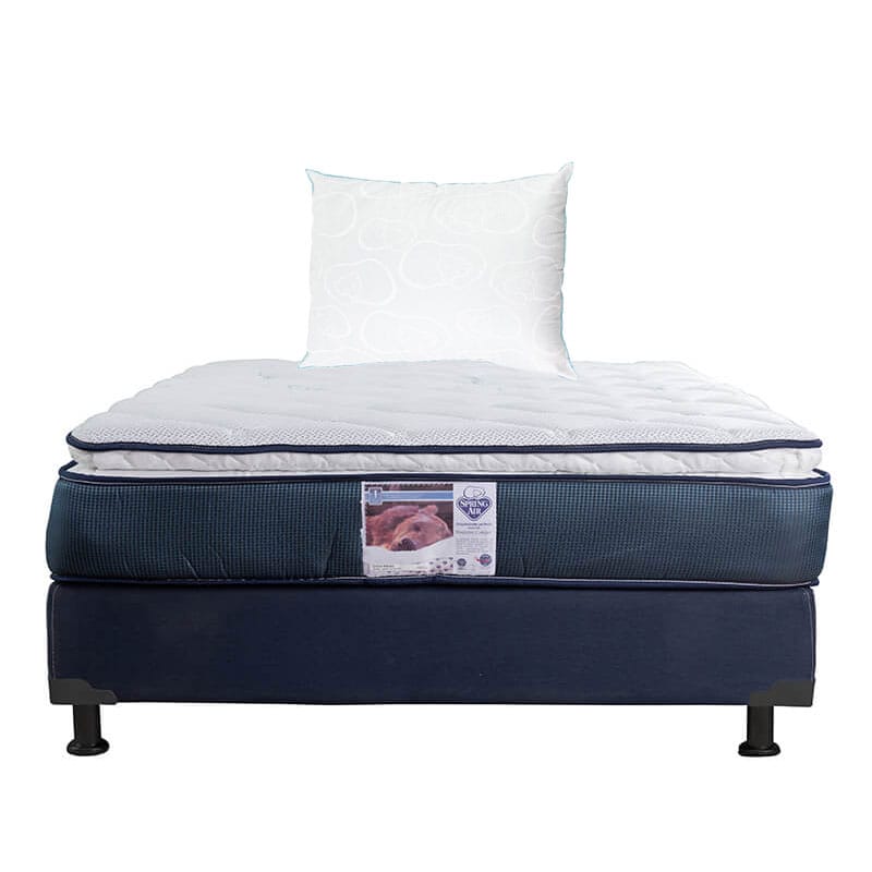 Colchón Spring Air Monaco +Box Dicasa Blu Color Azul Individual +Almohada Oso $7,649