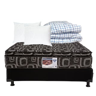 Foto 1 | Colchón Spring Air Morgan + Box Dicasa Black Matrimonial + 2 Almohadas Oso + Edredón Palermo