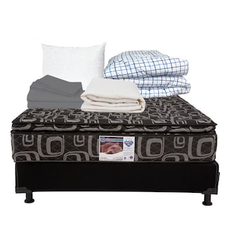 Foto 1 | Colchón Spring Air Morgan+ Box Dicasa Black Queen Size + Almohada Oso + Protector de Colchón + Sabanas + Edredón Pale