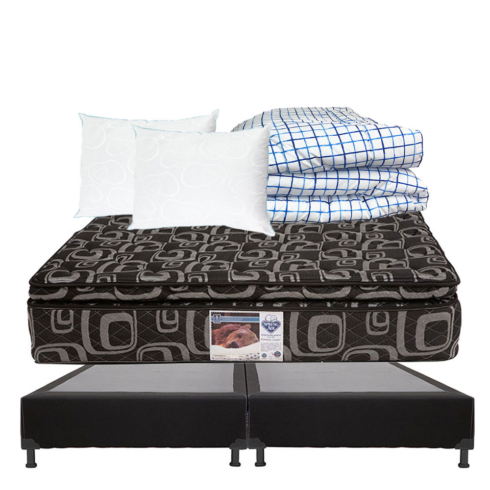 Foto 1 | Colchón Spring Air Morgan + Box Dicasa Black King Size +2 Almohadas Oso + Edredón Palermo
