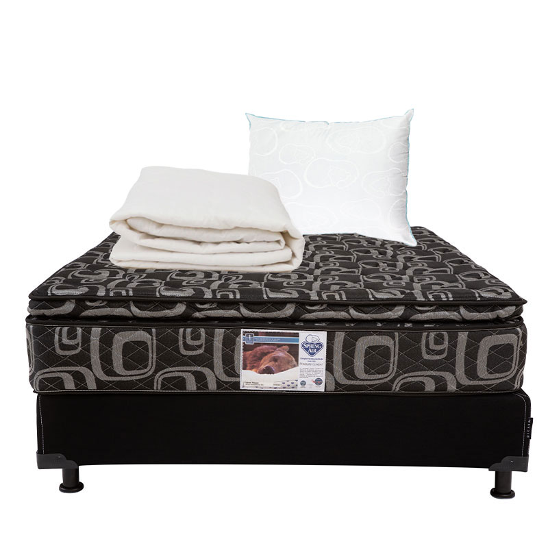 Foto 1 | Colchón Spring Air Morgan + Box Dicasa Black Matrimonial + Almohada Spring Air + Protector de Colchón