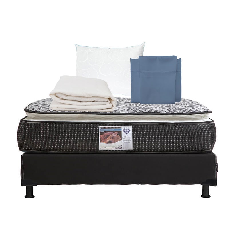 Colchon Spring Air Omega +box Dicasa Black Matrimonia+almohada Oso+protector De Colchon +sabanas $13,698