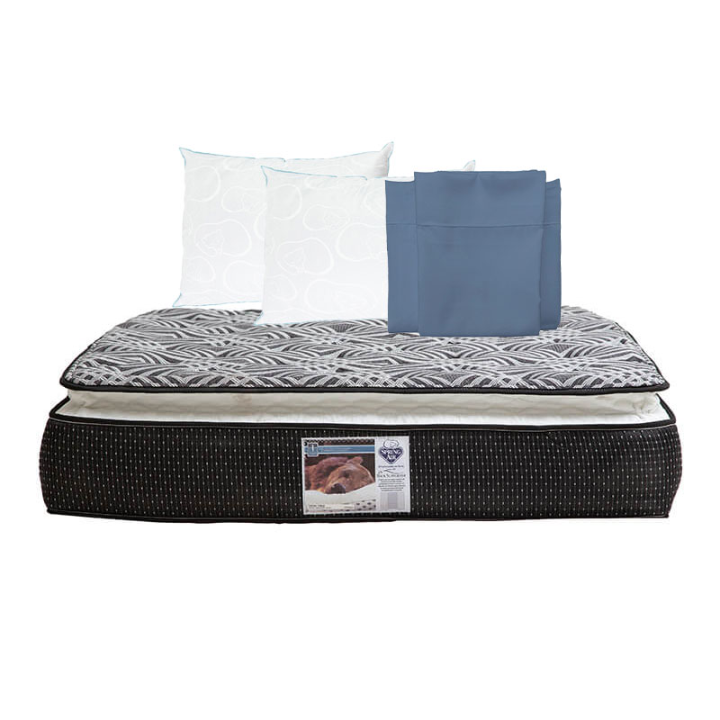 Foto 2 pulgar | Colchon Spring Air Omega +box Dicasa Black Queen Size +2 Almohadas Oso+sabanas