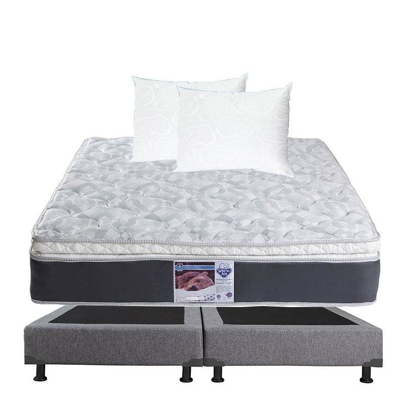 Colchón Spring Air Marte King Size + Box Dicasa Color Gris + 2 Almohadas Osos $13,299