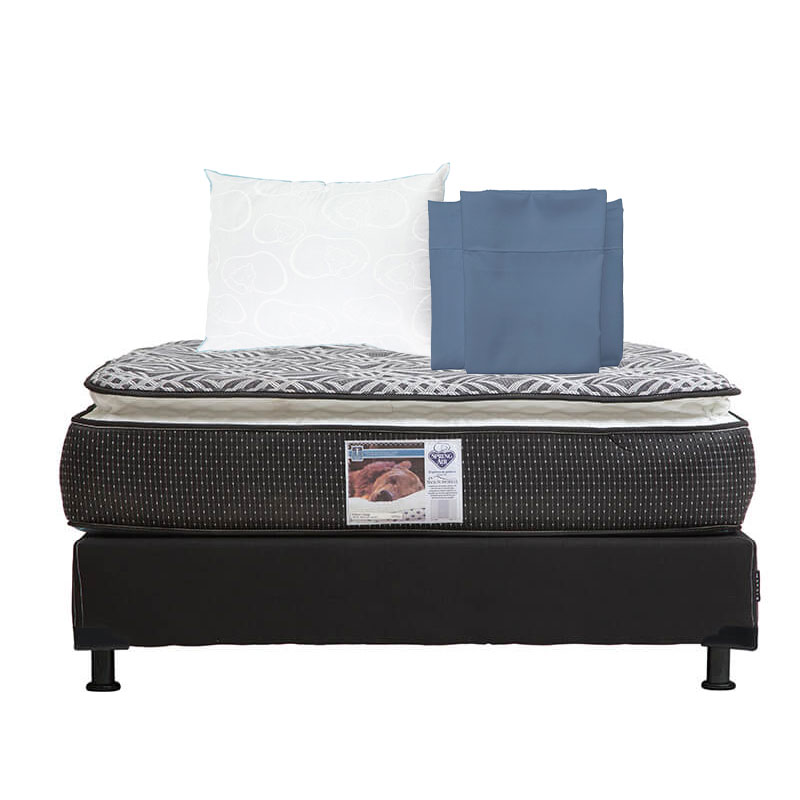 Colchon Spring Air Omega +box Dicasa Black Matrimonia +almohada Oso+sabanas