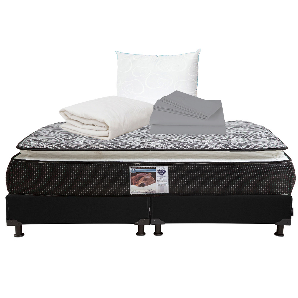 Foto 1 | Colchon Spring Air Omega +box Dicasa Black King Size +almohada Oso+protector De Colchon +sabanas