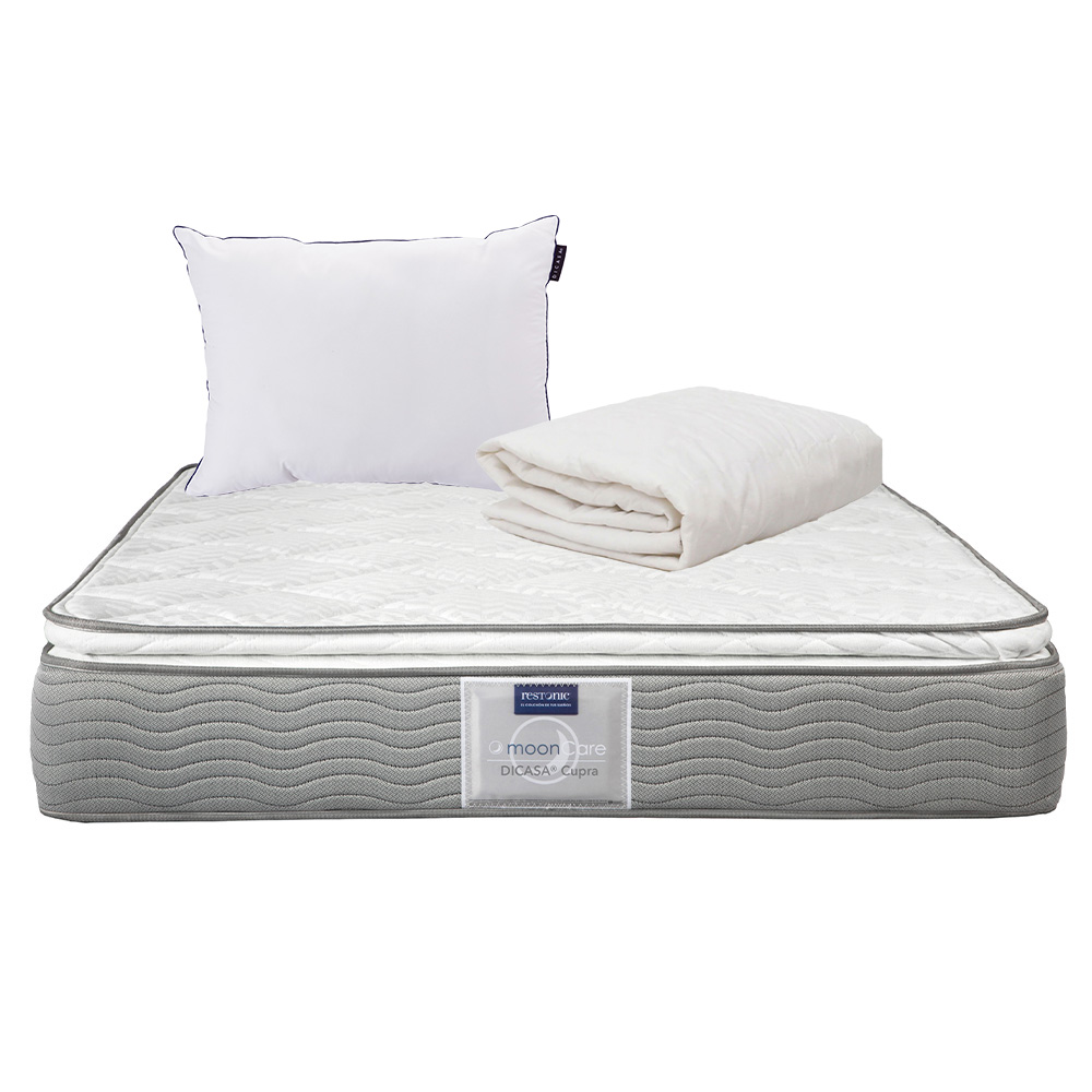 Colchón Dicasa Restonic Cupra Matrimonial + Almohada One + Protector de Colchón