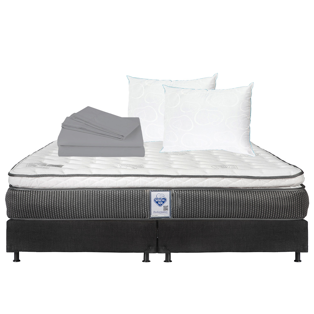 Foto 1 | Colchón Spring Air Phantom King Size + Box Dicasa Color Negro + 2 Almohadas Osos + Sábanas