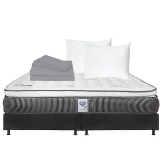 Foto 1 | Colchón Spring Air Phantom King Size + Box Dicasa Color Negro + 2 Almohadas Osos + Sábanas