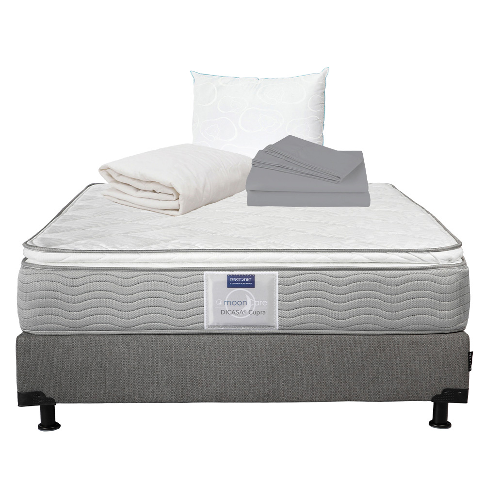 Foto 1 | Colchón Restonic Queen Size + Box Dicasa + Almohada  Oso + Protector + Sábanas