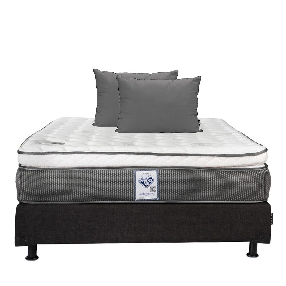Colchón Spring Air Phantom Queen Size + Box Dicasa Color Negro + 2 Almohada Pack