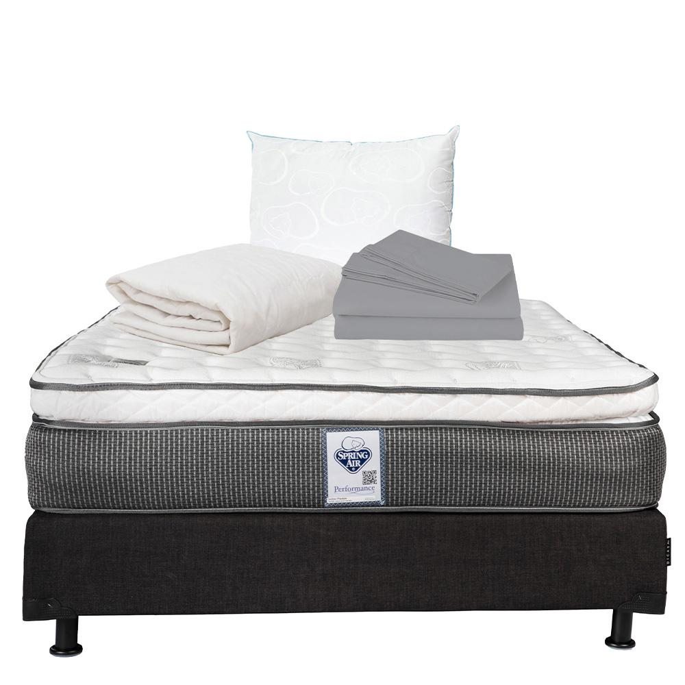 Foto 1 | Colchón Spring Air Phantom Queen Size + Box Dicasa color Negro QS + Almohada Oso + Protector de Colchón + Sábanas