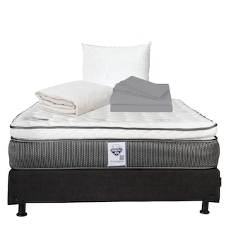 Foto 1 | Colchón Spring Air Phantom Queen Size + Box Dicasa color Negro QS + Almohada Oso + Protector de Colchón + Sábanas