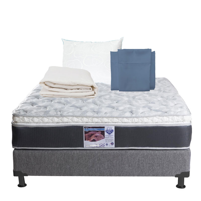 Foto 1 | Colchón Spring Air Marte y Box Dicasa Matrimonial + Almohada Oso + Protector + Sábanas