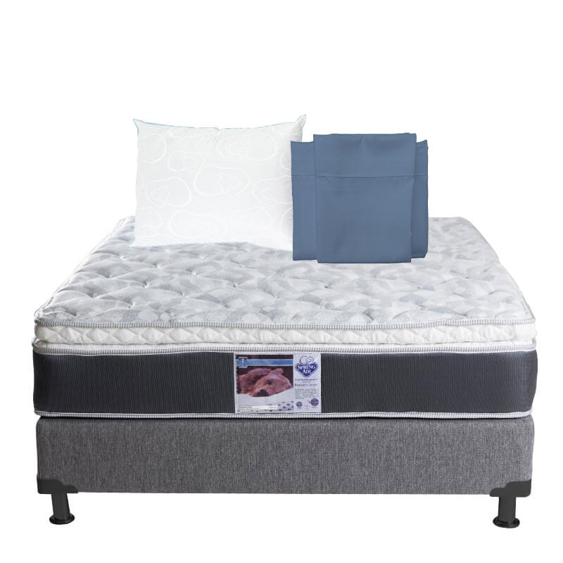 Colchón Spring Air Marte Individual + Box Dicasa Individual + Almohada Oso + Sábanas $8,049