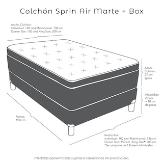 Foto 7 | Colchón Spring Air Marte Individual + Box Dicasa Individual + Almohada Oso + Protector + Sábanas