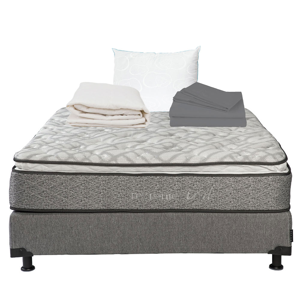 Colchón Restonic Vail Individual + Box Dicasa  + Almohada Osos + Protector + Sábanas