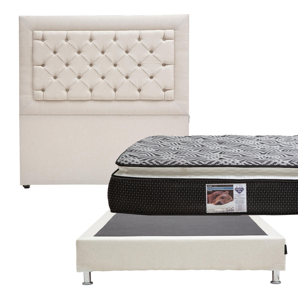 Foto 6 | Cabecera Dicasa Mary color Beige + Box Dicasa Dolum color Beige + Colchón Spring Air Omega Matrimonial