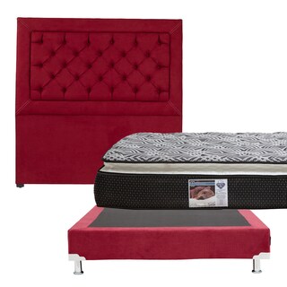 Foto 1 | Cabecera Dicasa Mary Rojo + Box Dicasa Red Rojo + Colchón Spring Air Omega Matrimonial