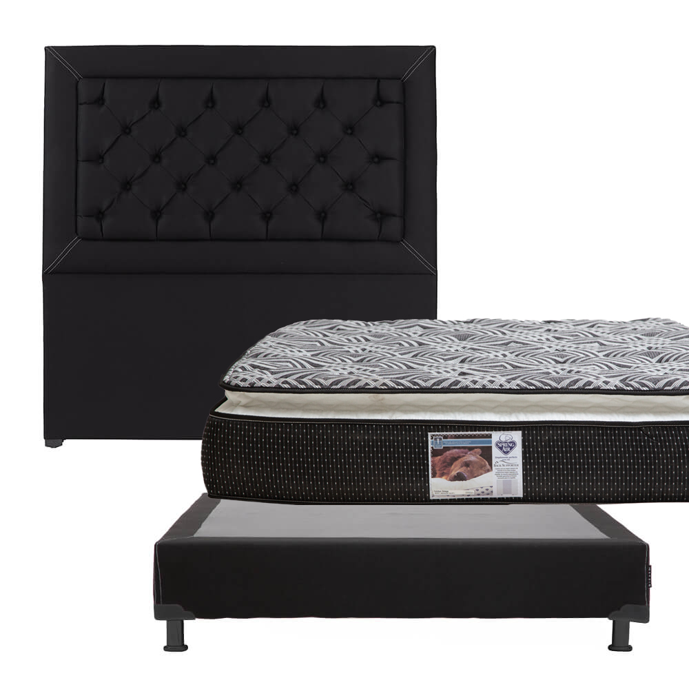 Foto 6 | Cabecera Dicasa Mary color Negro + Box Dicasa Black + Colchón Spring Air Omega Matrimonial