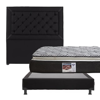Foto 6 | Cabecera Dicasa Mary color Negro + Box Dicasa Black + Colchón Spring Air Omega Matrimonial