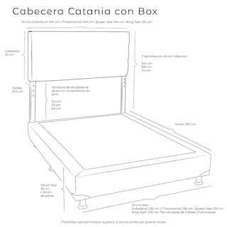 Foto 4 | Cabecera Dicasa Catania Color Rosa+box Dicasa Pink Color Rosa Queen Size
