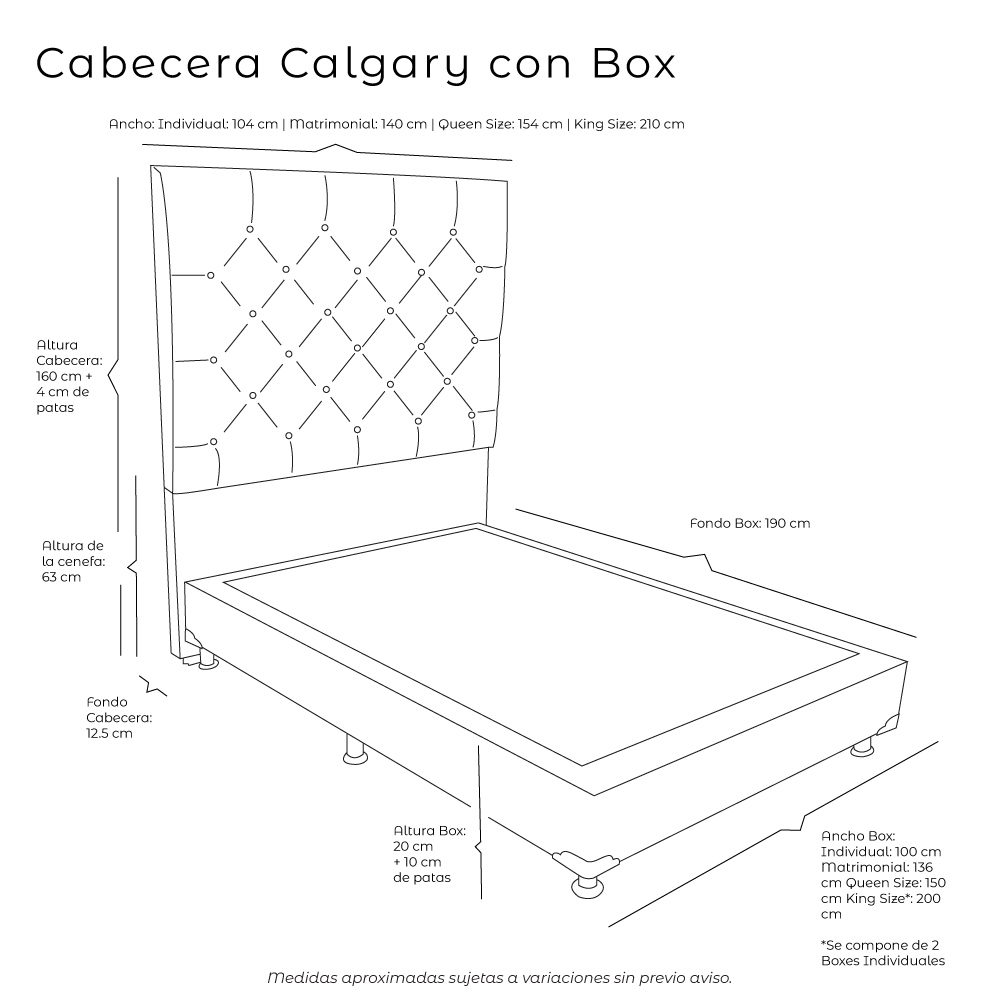 Foto 5 | Cabecera Dicasa Calgary Color Gris+box Dicasa Vita Color Gris Queen Size