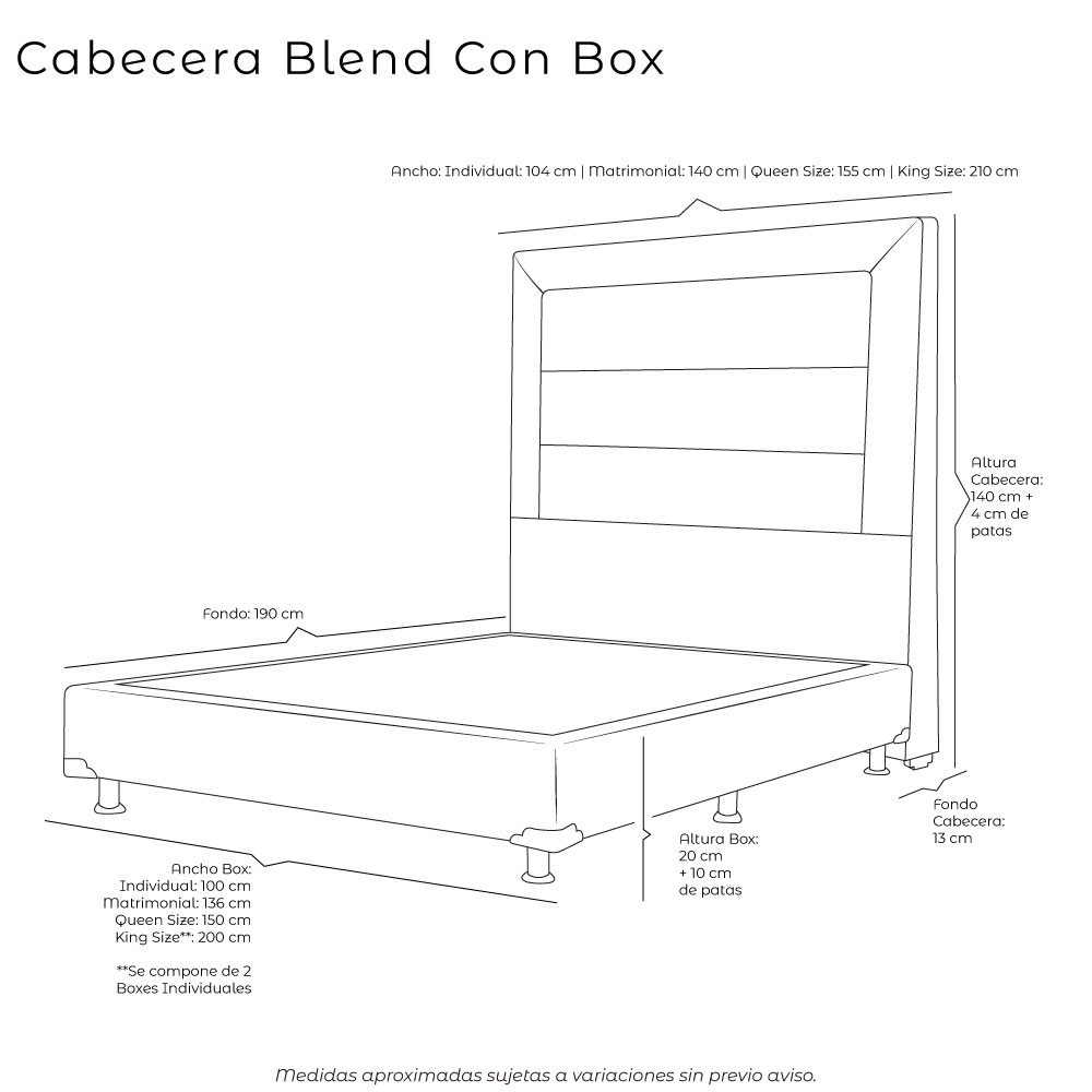 Foto 5 | Cabecera Dicasa Blend Color Negro +box Dicasa Belu Color Negro Matrimonial