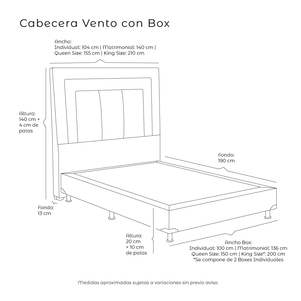 Foto 5 pulgar | Cabecera Dicasa Vento Negro + Box Dicasa Vita Negro Matrimonial