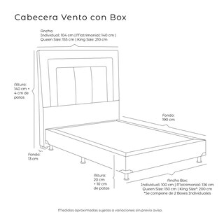 Foto 5 | Cabecera Dicasa Vento Gris +Box Dicasa Vita Gris Queen Size